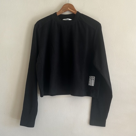 RAINS NWT Black Fleece Crop Sweatshirt - Size Large - Picture 4 of 7